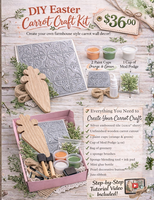 DIY Easter Carrot Craft Kit | Farmhouse Spring Decor | Paint & Create Kit