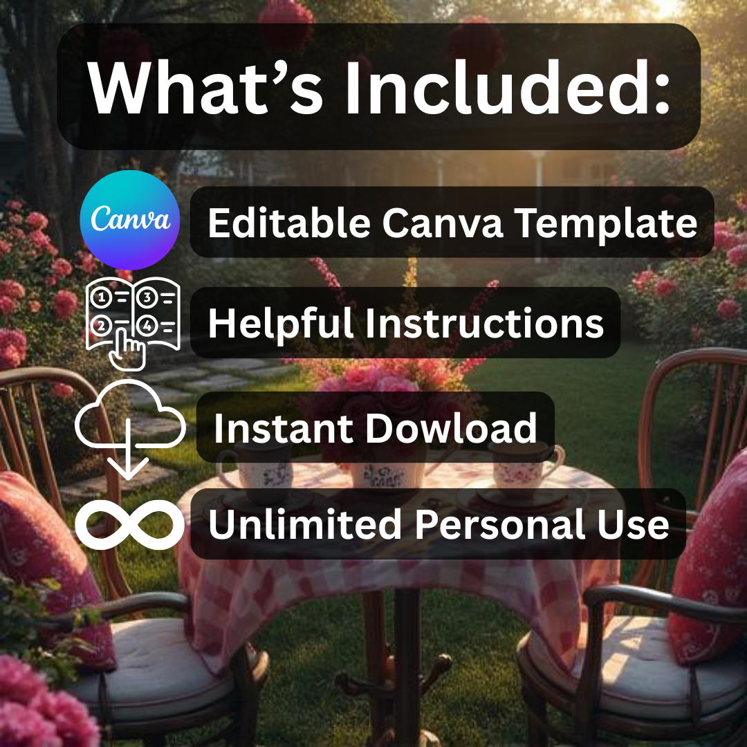 Alice in Wonderland Tea Party Birthday Invitation | Whimsical Garden | Editable Canva Template | Whimsical Tea Party Invite | Instant Download